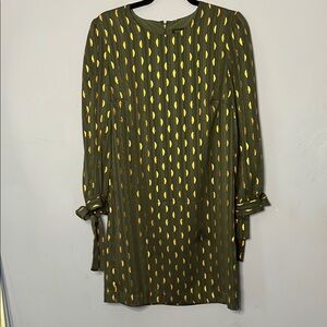 Green and Gold Banana Republic Half Moon Patterned Mini Dress